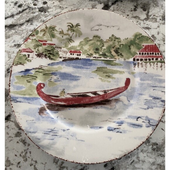 PIER 1 ONE Destination Set of 4 Porcelain Luncheon Salad Dessert 7.5" Plates - Picture 4 of 6